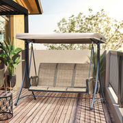 3 Person Garden Swing Chair With Side Pockets, Canopy Outsunny