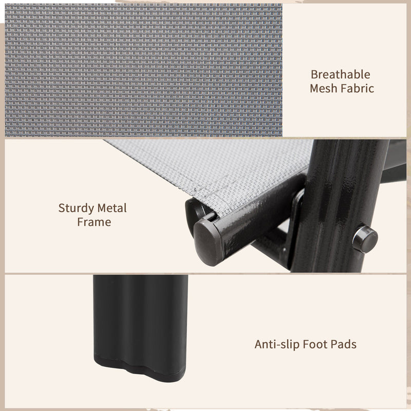 Outsunny Set of 4 Garden Dining Chair Set Stackable Outdoor Patio Furniture Set with Backrest and Armrest, Dark Grey Outsunny