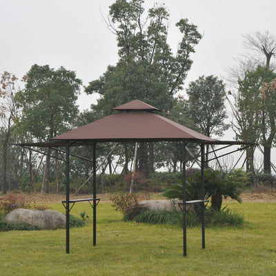 Garden Barbecue Shelter with Waterproof Canopy and Side Shelves for All Weather Cooking Coffee Outsunny