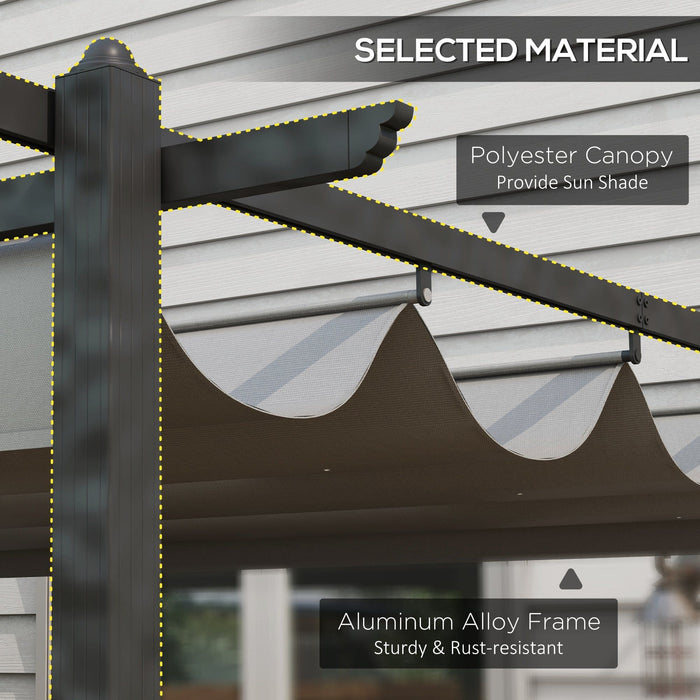 4x3m Metal Pergola with Retractable Roof, Dark Grey