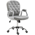 Grey Diamond Tufted Velour Swivel Office Chair Vinsetto