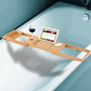 Extendable Bamboo Bath Caddy, 75-109L x 23.5W cm Homcom