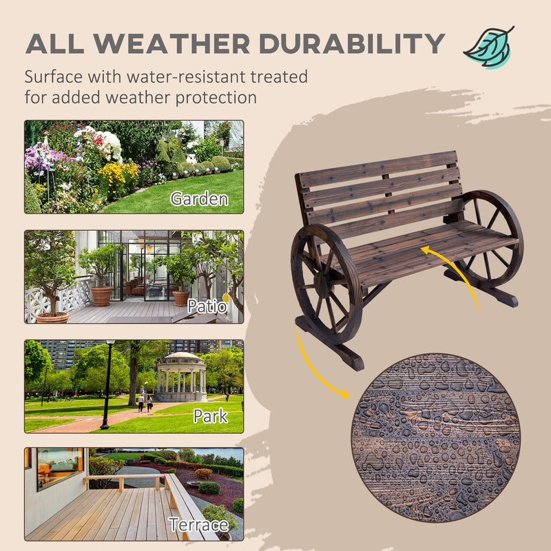 Wagon Wheel Garden Bench Outsunny