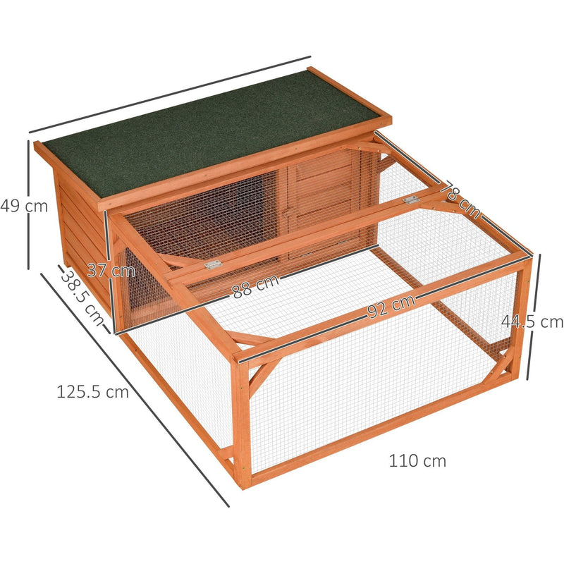 Rabbit Hutch with Run, Lift Open Top