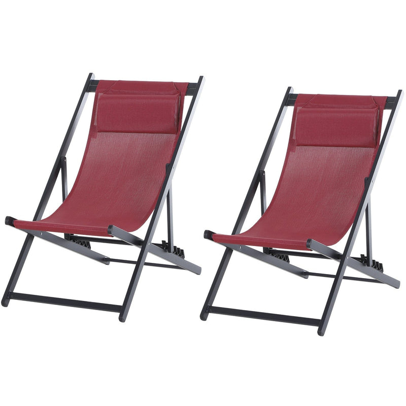 Folding Wooden Deck Chairs, Set of 2