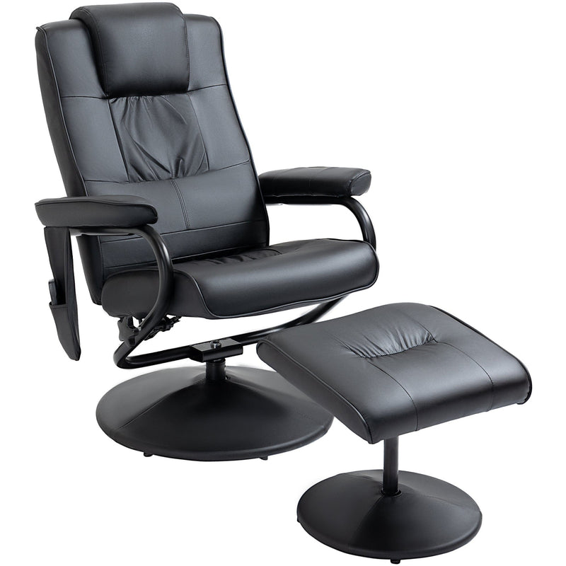Black Manual Reclining Massage Sofa Chair & Ottoman Set