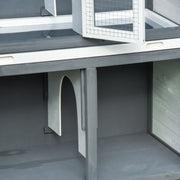 2 Tier Wooden Rabbit Hutch, Grey Pawhut