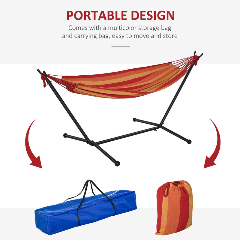 Camping Hammock with Stand, Bag, Adjustable, 120kg Load Outsunny