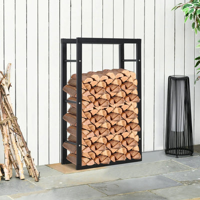 Tall Metal Firewood Log Holder, Indoor/Outdoor, Rust-Resistant Homcom