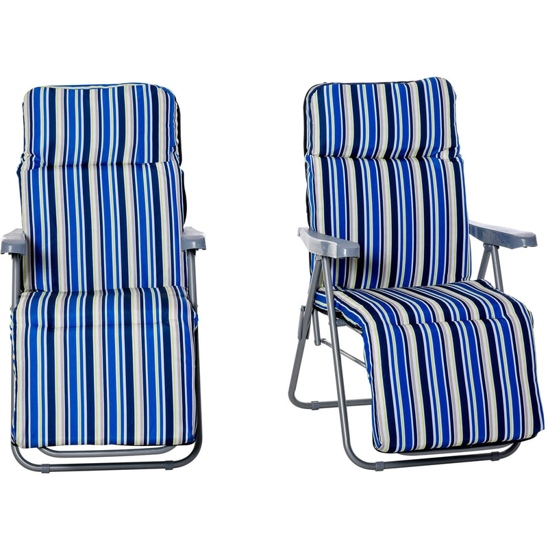 Set of 2 Padded Garden Recliner Chairs