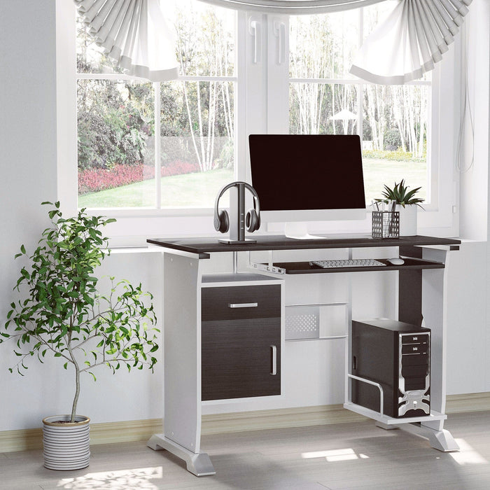 Computer Desk with Keyboard Tray, Drawers, CPU Shelf