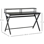 Gaming Desk With Shelves, X Frame, Headphone Hook, Black Homcom