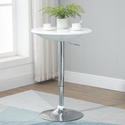 Modern White Round Bar Table With Adjustable Height Homcom