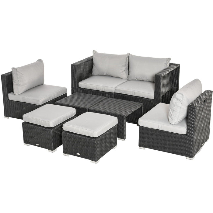 6 Seater Rattan Sofa Set - Space-Saving Sofa, Chairs & Table