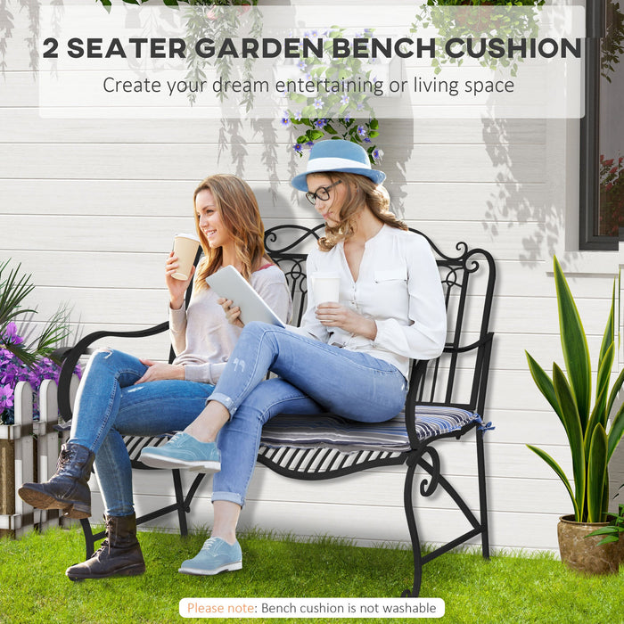 2pc Blue Striped Bench Swing Cushion Set, 120x50cm