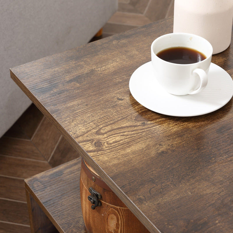 S Shape Coffee Table with 2-Tier Shelves, Home Office, Black