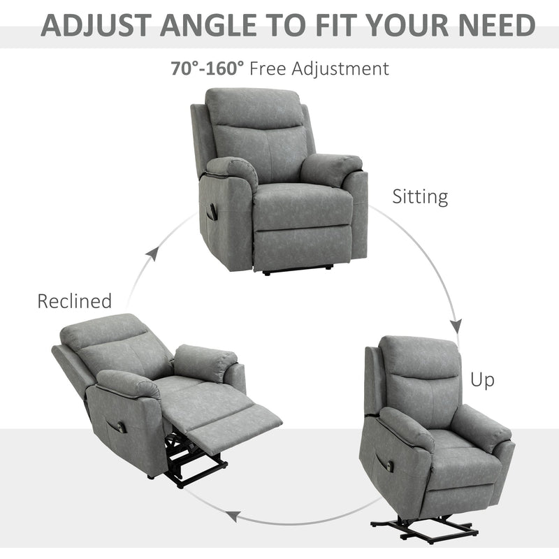 Power Lift Chair for Elderly, Grey Faux Leather