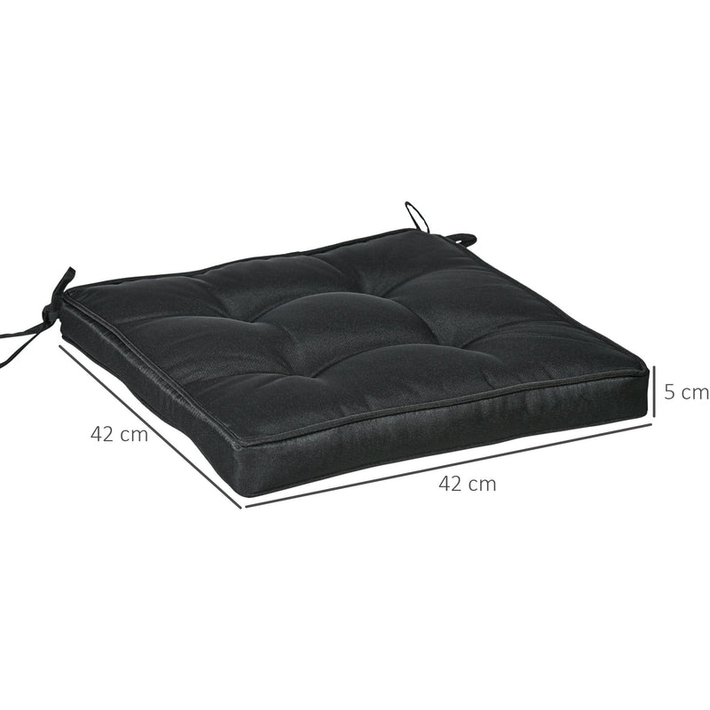Garden Seat Cushion with Ties, Black 40x40cm