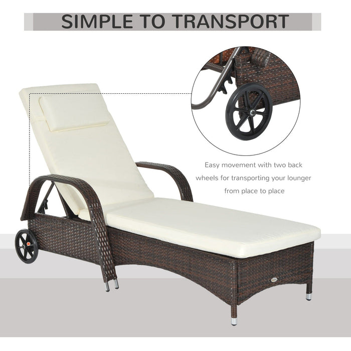 Rattan Sun Lounger With Wheels