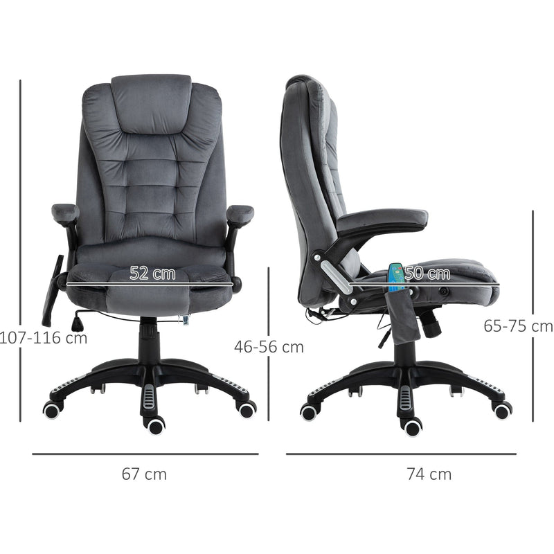 Grey Velvet Heated Massage Chair