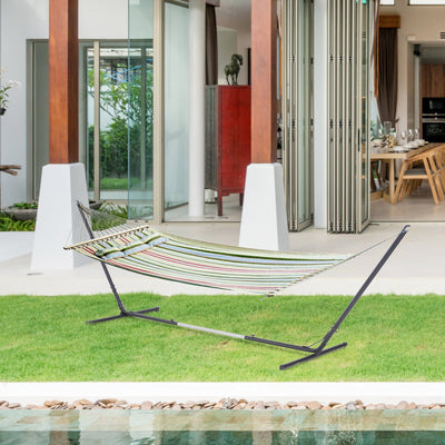 Hammock Stand Freestanding Adjustable Metal Frame for Garden or Patio Use Black Outsunny