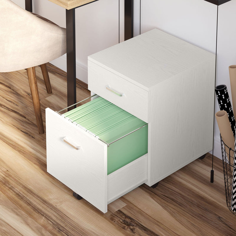 2-Drawer Locking Filing Cabinet, White