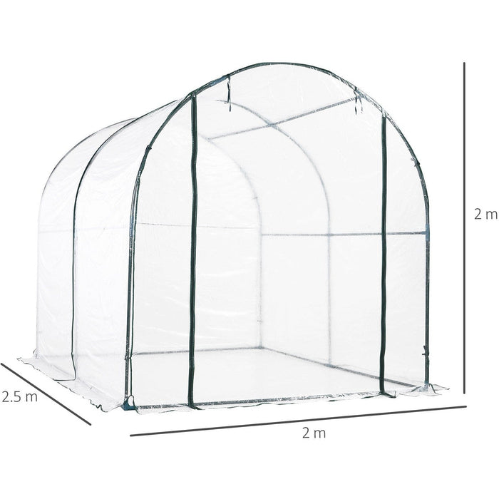 Walk In Tunnel Greenhouse, Roll-up Door, 2.5x2m, White