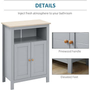 Grey Freestanding Bathroom Cabinet Kleankin