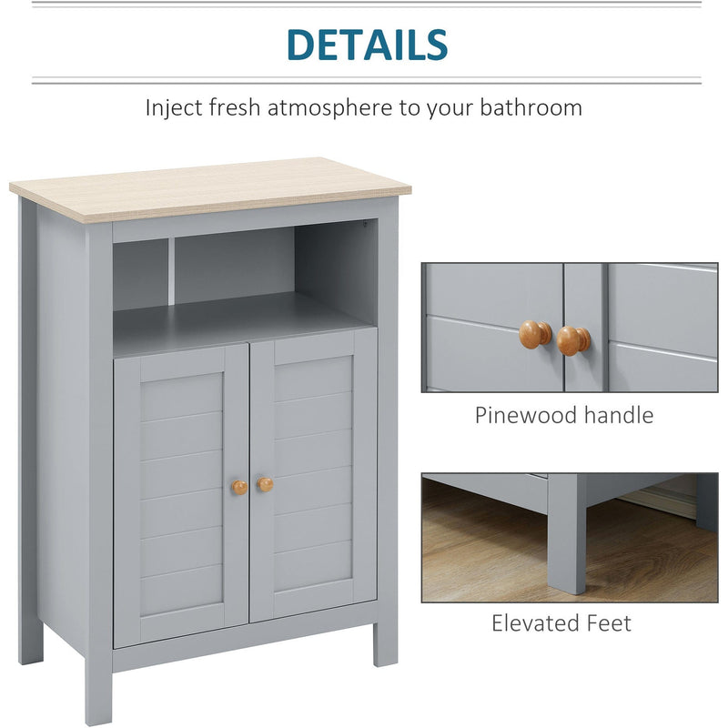 Grey Freestanding Bathroom Cabinet Kleankin