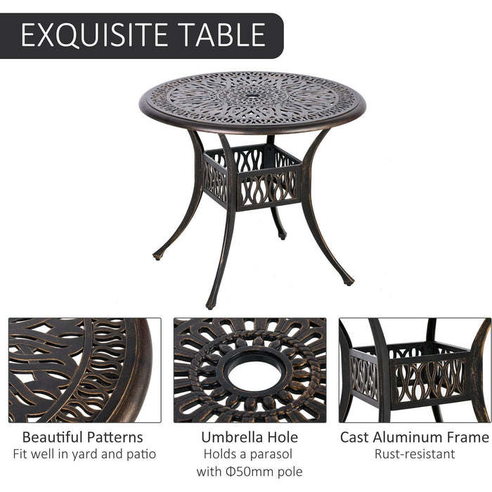 Cast Aluminium Outdoor Dining Set, 4 Chairs, Round Table