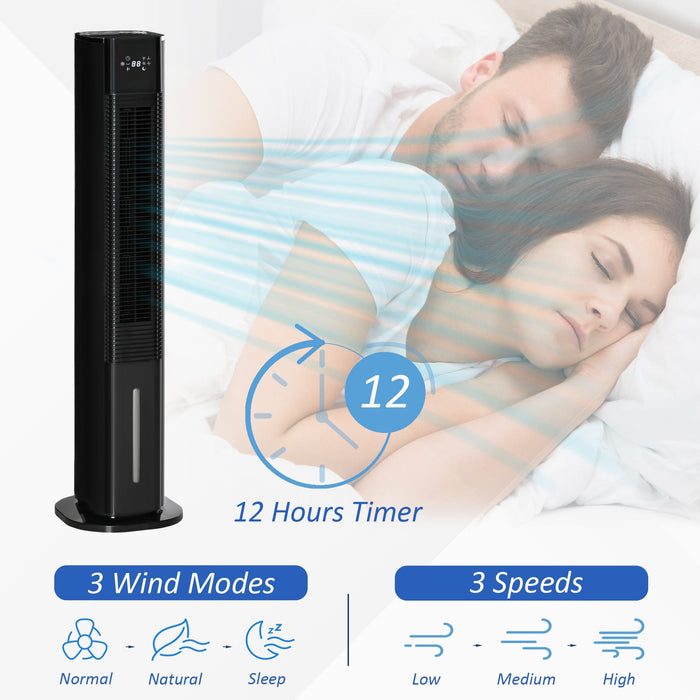 42" Black Oscillating Air Humidifier Cooler