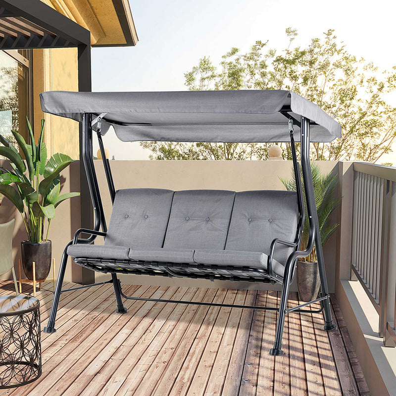 3 Seater Garden Swing Chair Hammock With Canopy, Bed Outsunny