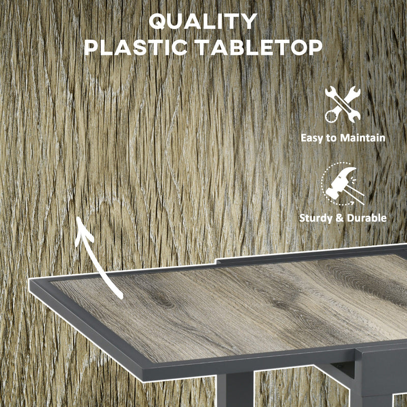 Outsunny Extending Garden Table, Outdoor Dining Table for 6, Aluminium Frame Rectangular Patio Table with Plastic Board Tabletop, Beige Outsunny