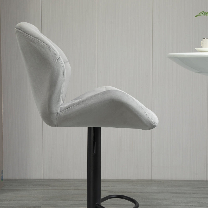 Set of 2 Grey Bar Stools With Backs