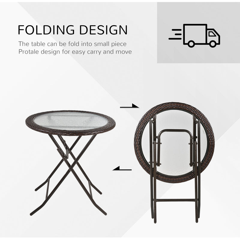 Round Glass Table with Rattan Edging