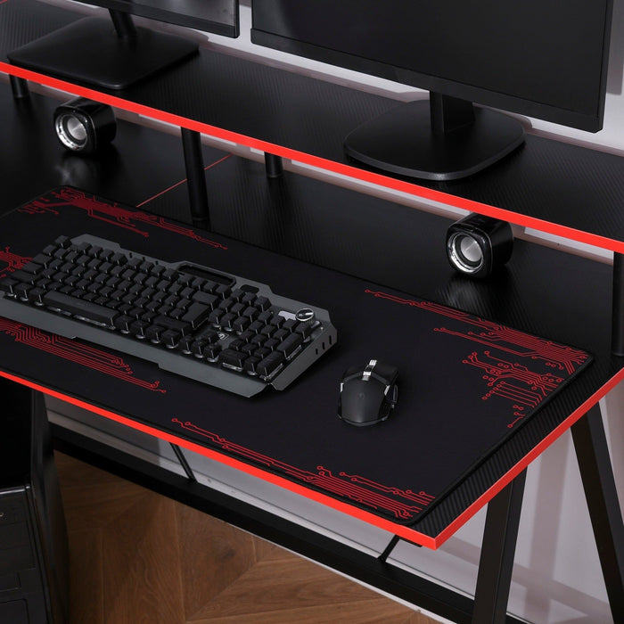 Corner Gaming Desk With Monitor Shelf Black/Red Workstation