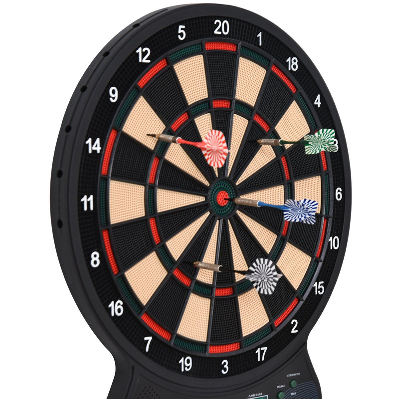HOMCOM LED Dartboard Electronic Scoreboard 8 Players 27 Games Family Fun w/ 12 Darts 30 Heads Home Office Classic Game Homcom