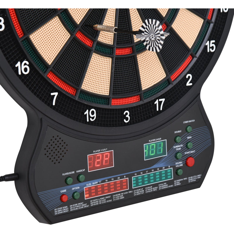 HOMCOM LED Dartboard Electronic Scoreboard 8 Players 27 Games Family Fun w/ 12 Darts 30 Heads Home Office Classic Game Homcom