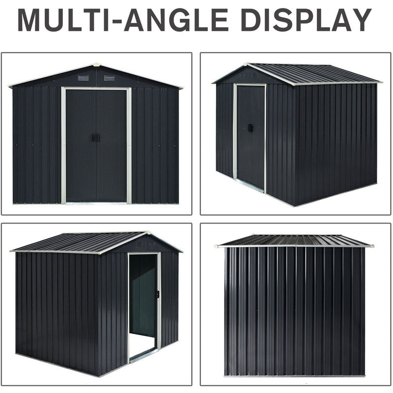8x6 Metal Garden Shed, Apex Roof