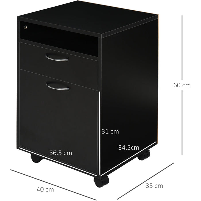 Black 60cm Storage Cabinet on Wheels