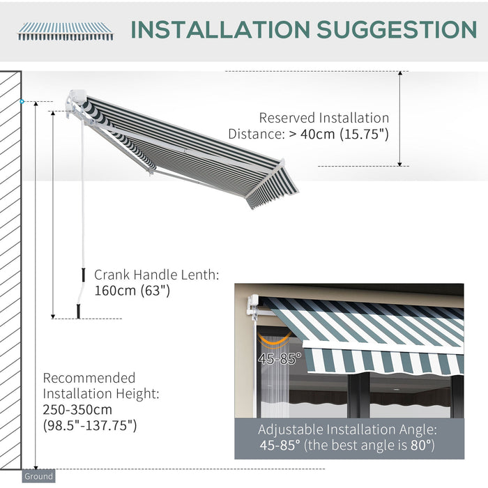 Manual Retractable Garden Patio Awning, 2.5m x 2m