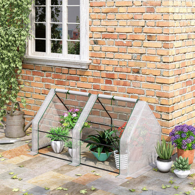 Compact Greenhouse With Roll Up Windows, White Outsunny