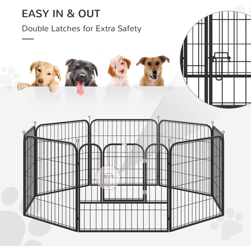 Heavy Duty Dog Play Pen, Foldable, Black Pawhut