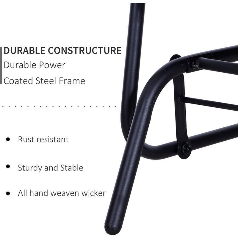 2 Seater Glider Garden Seat, Black Rattan Weave