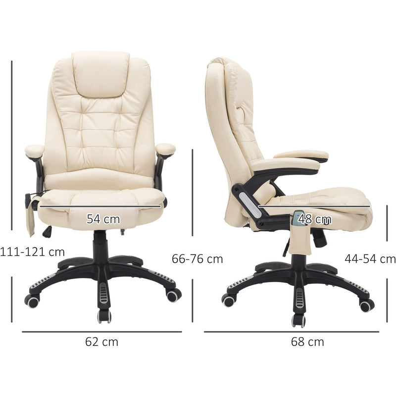 Beige High-Back Massage Executive Chair with Tilt