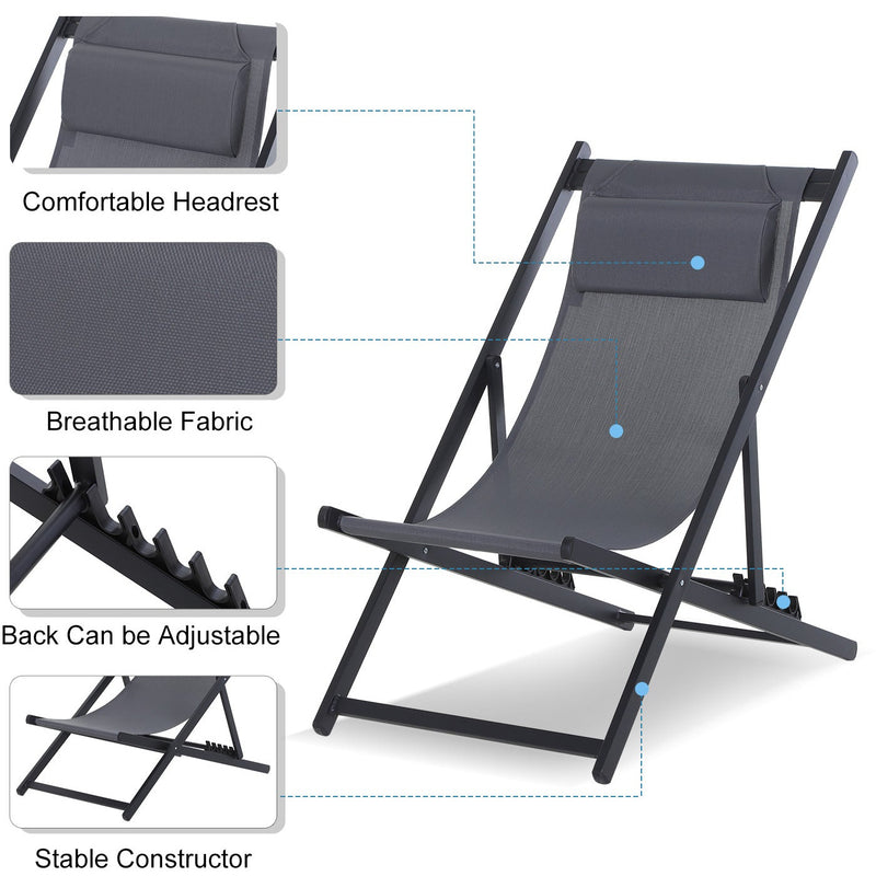 Folding Wooden Deck Chairs, Set of 2