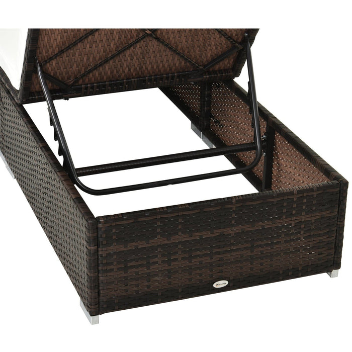 Rattan Sun Lounger, Recliner Bed, Patio, Brown