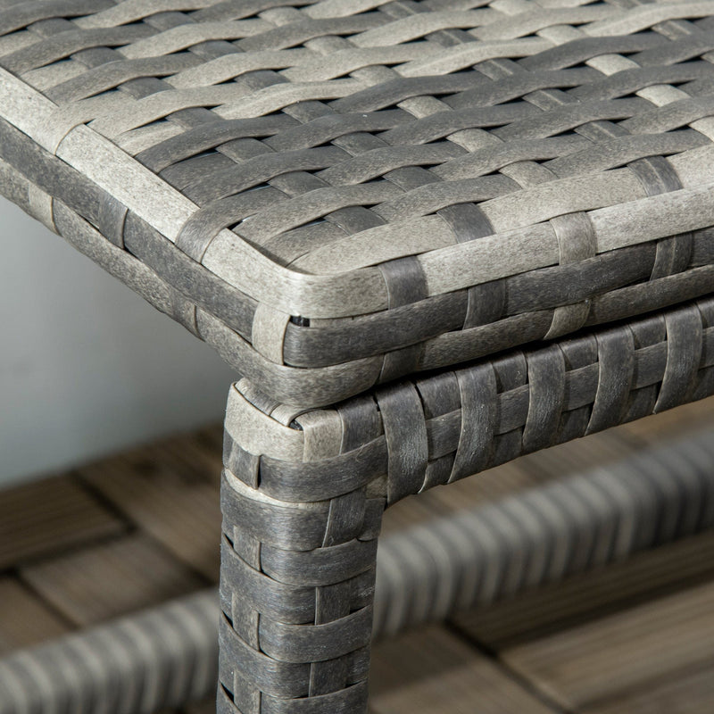 Outsunny Outdoor Coffee Table, Garden PE Rattan Side Table with Plastic Board Under the Full Woven Table Top and X-Shape Support for Patio Mixed Grey Outsunny
