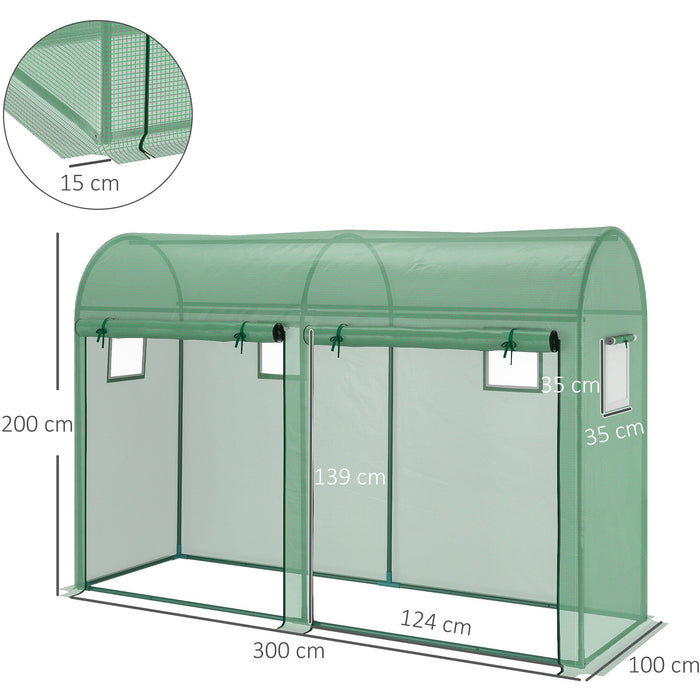 Tomato Greenhouse, Steel Frame, L300xW100xH200cm, Green