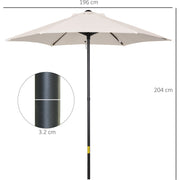 2m Patio Parasol - Outdoor Sun Shade, 6 Ribs Outsunny